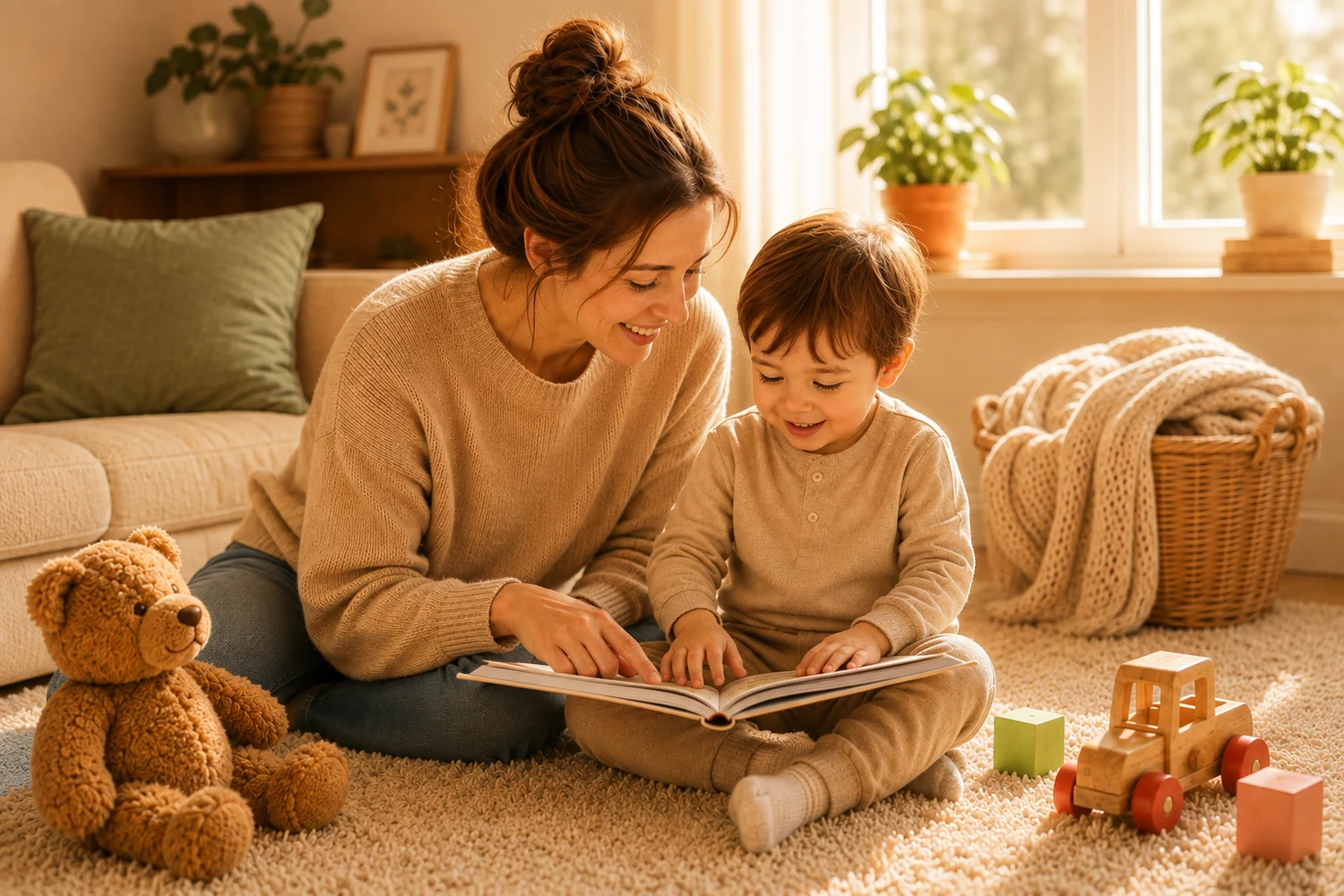 Parent and child enjoying a story together